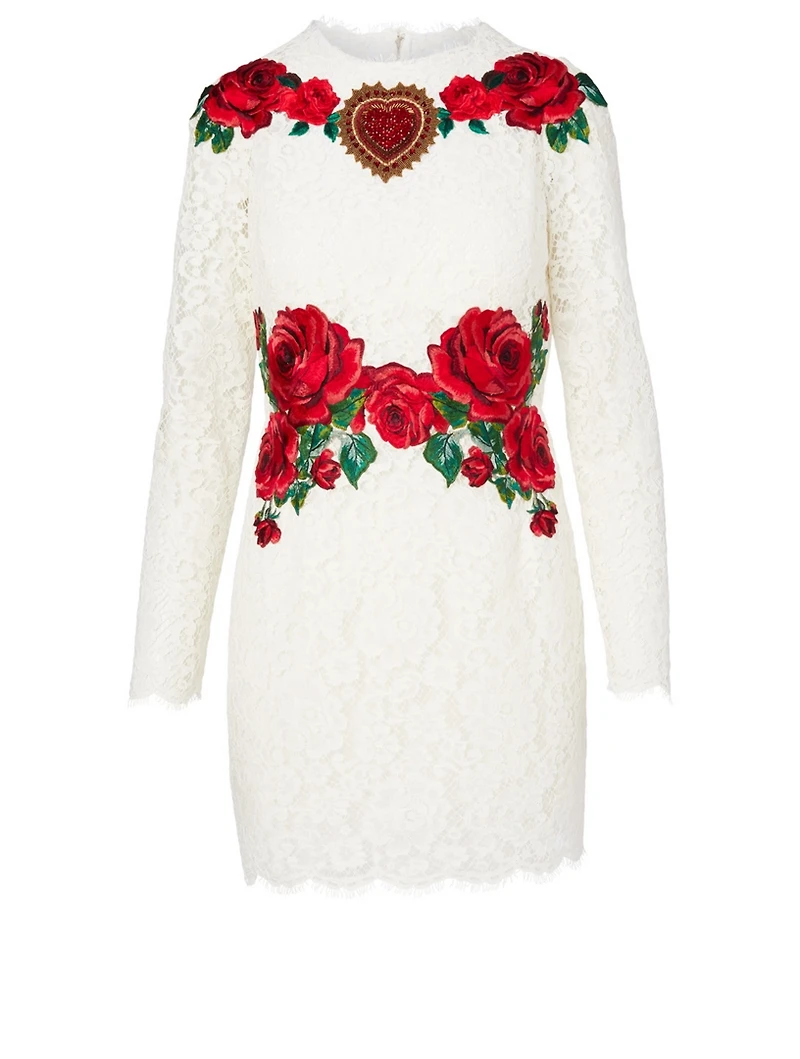 Long-Sleeve Lace Dress With Embroidery