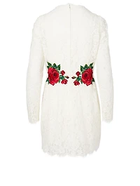 Long-Sleeve Lace Dress With Embroidery