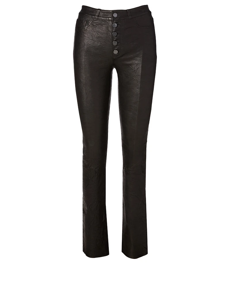 Hoxton Leather Jeans With Exposed Buttons