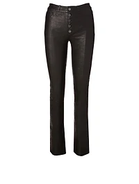 Hoxton Leather Jeans With Exposed Buttons