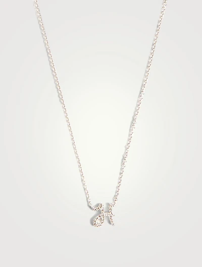 14K White Gold H Initial Necklace With Diamonds
