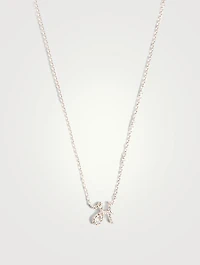 14K White Gold H Initial Necklace With Diamonds