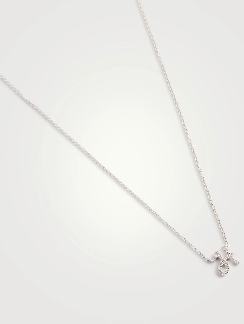 14K White Gold H Initial Necklace With Diamonds