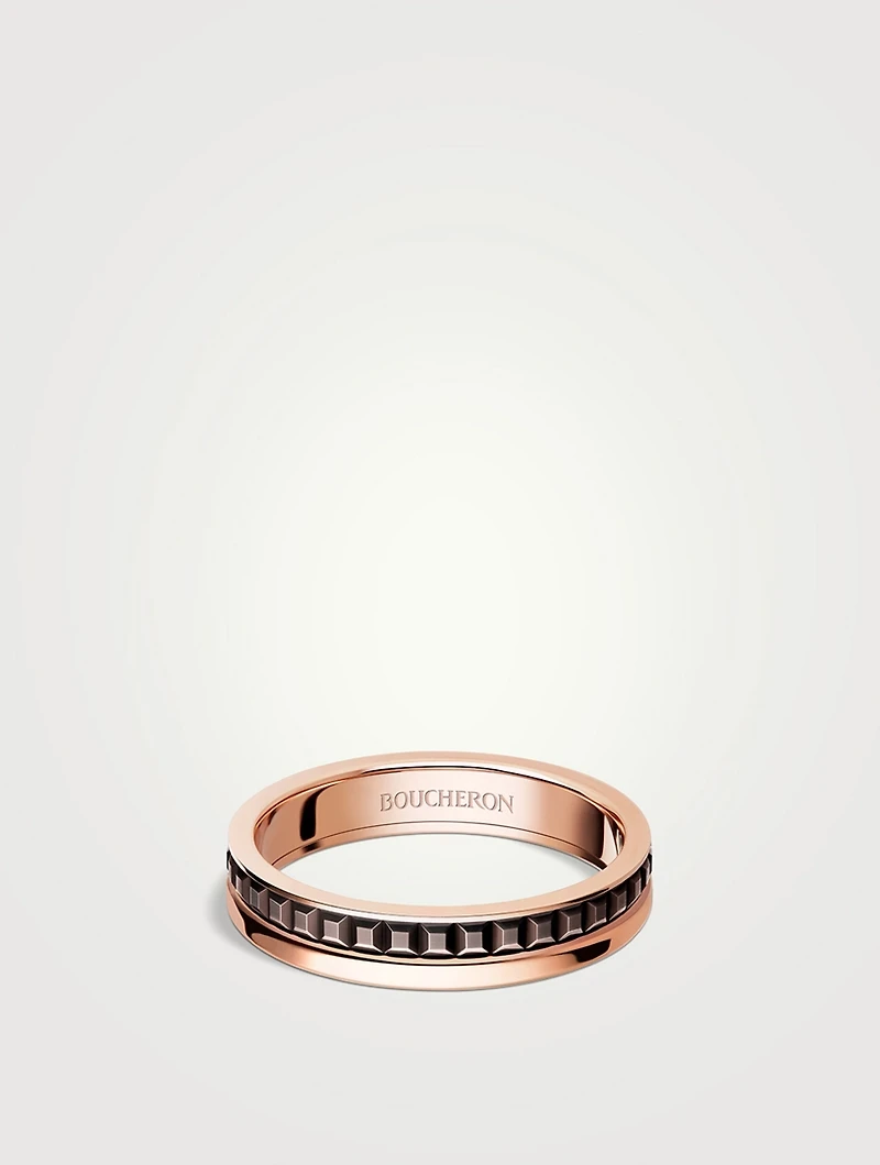 Quatre Classique Rose Gold Wedding Band With Brown PVD