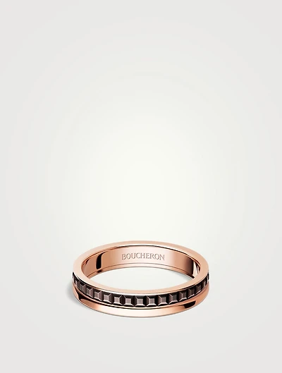 Quatre Classique Rose Gold Wedding Band With Brown PVD