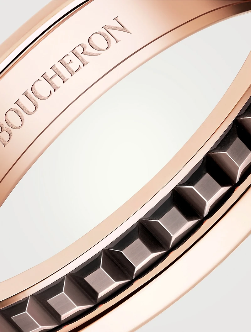 Quatre Classique Rose Gold Wedding Band With Brown PVD