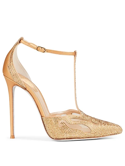 Bella 115 Crystal Satin T-Strap Pumps