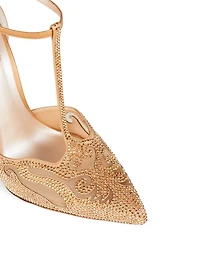 Bella 115 Crystal Satin T-Strap Pumps