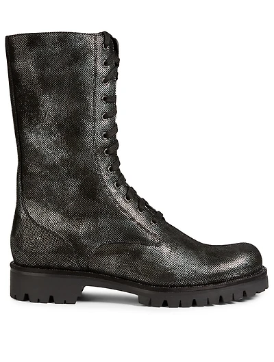 Bika Metallic Suede Combat Boots