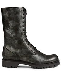 Bika Metallic Suede Combat Boots