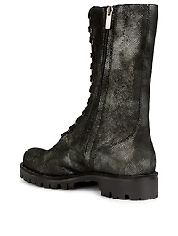 Bika Metallic Suede Combat Boots