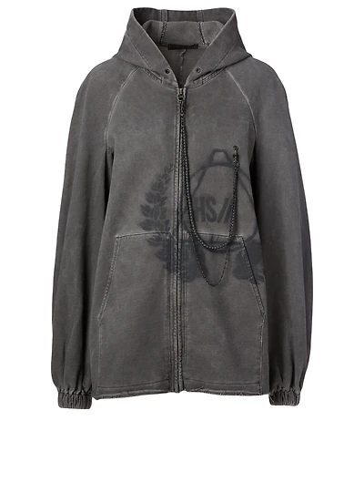 Cotton Zip Hoodie With Chains