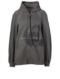 Cotton Zip Hoodie With Chains