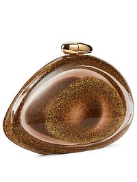 Ariel Gold Glitter Plexiglass Clutch