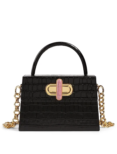 Diba Croc-Embossed Leather Bag With Chain