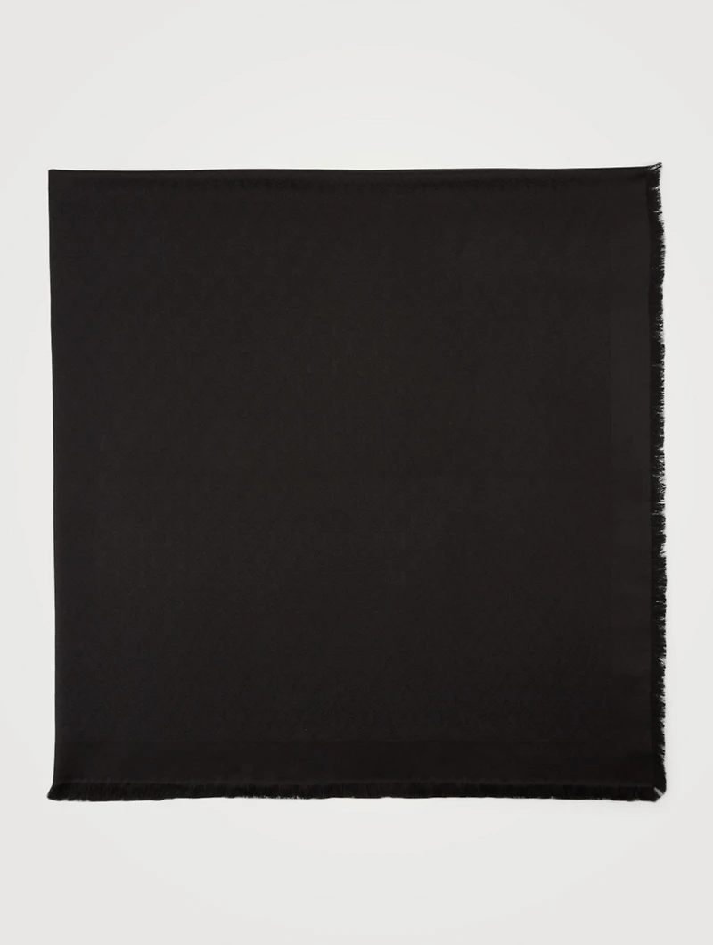 Silk And Wool Jacquard Monogram Scarf