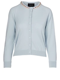 Wool And Silk Roundneck Cardigan