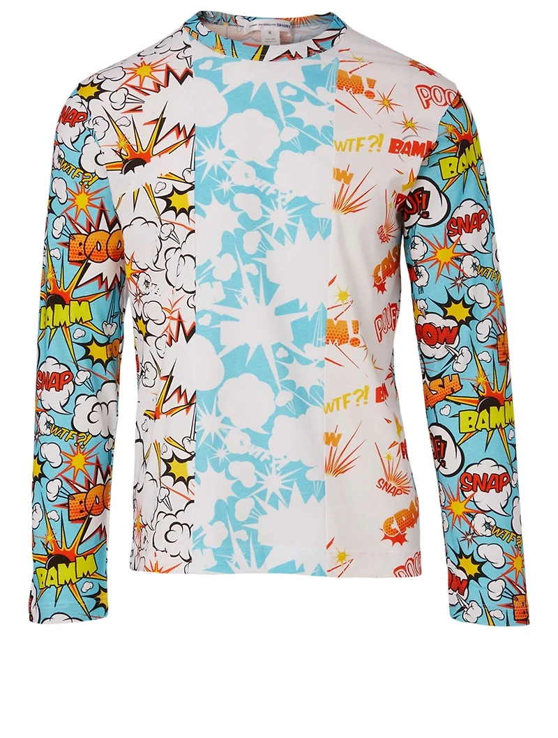 Cotton Long-Sleeve T-Shirt Comic Print