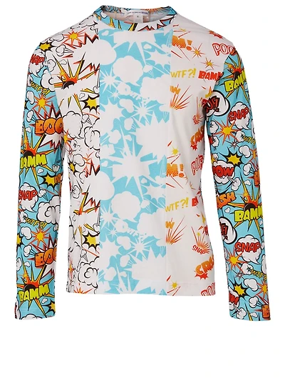 Cotton Long-Sleeve T-Shirt Comic Print