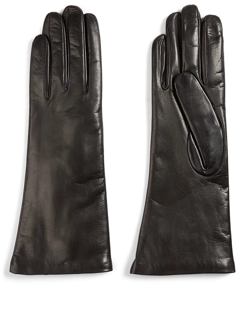 Four-Button Leather Gloves With Cashmere Lining