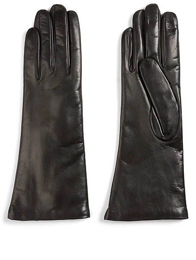 Four-Button Leather Gloves With Cashmere Lining
