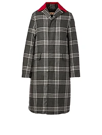 Wool Down Long Coat Check Print