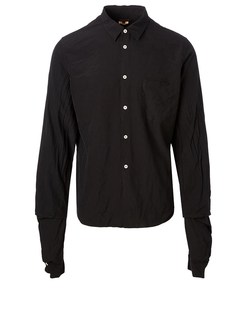 Long-Sleeve Slit Cuff Shirt