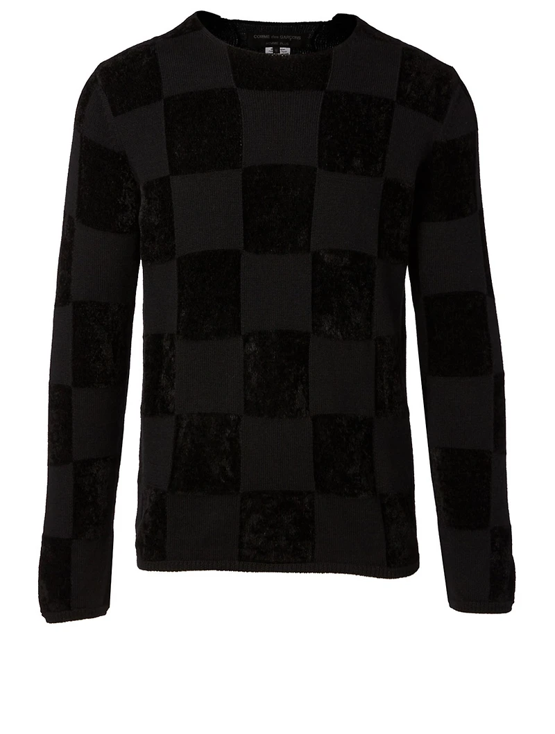 Wool-Blend Sweater In Check Print