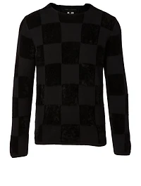 Wool-Blend Sweater In Check Print