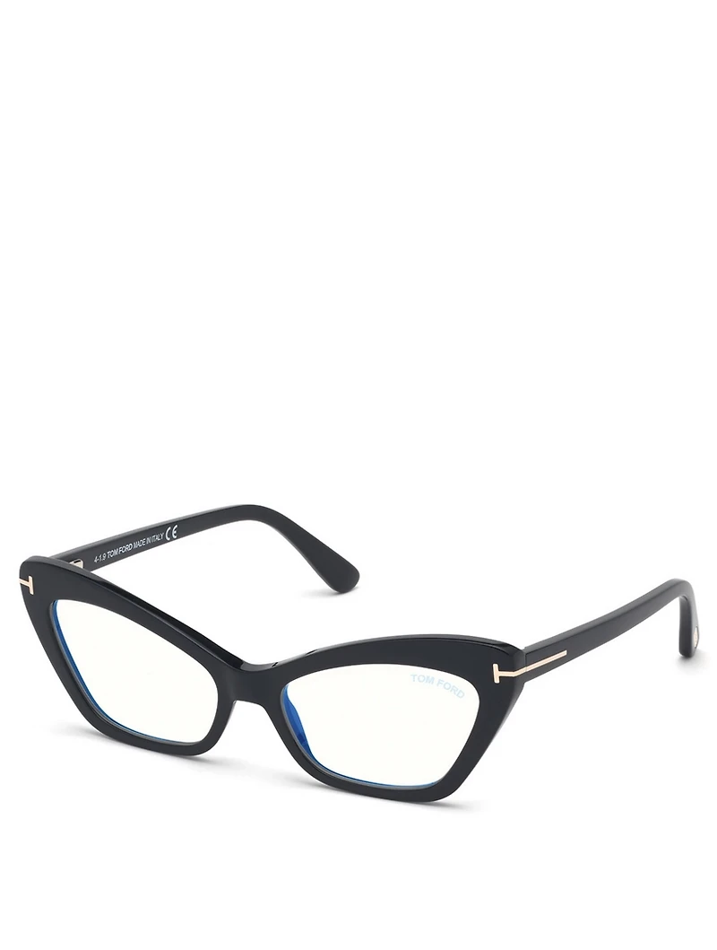 Cat Eye Optical Glasses With Blue Block And Clip-On Sunglass Lenses