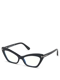 Cat Eye Optical Glasses With Blue Block And Clip-On Sunglass Lenses