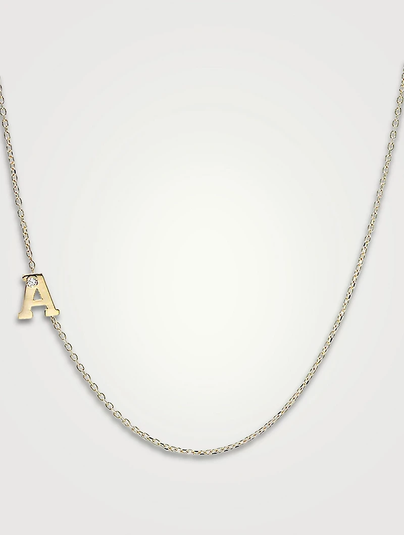 Customizable Love Letter 14K Gold A Necklace With Diamond