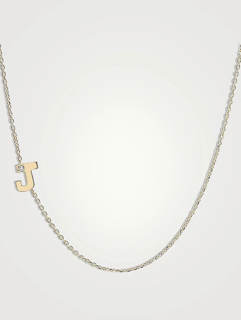 Customizable Love Letter 14K Gold J Necklace With Diamond