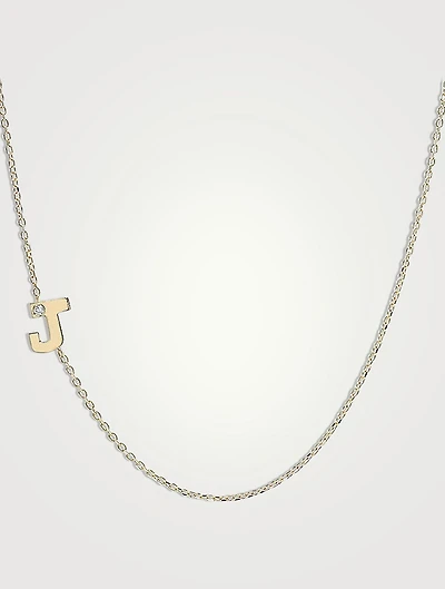 Customizable Love Letter 14K Gold J Necklace With Diamond