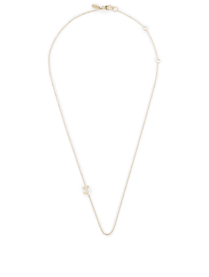 Customizable Love Letter 14K Gold J Necklace With Diamond