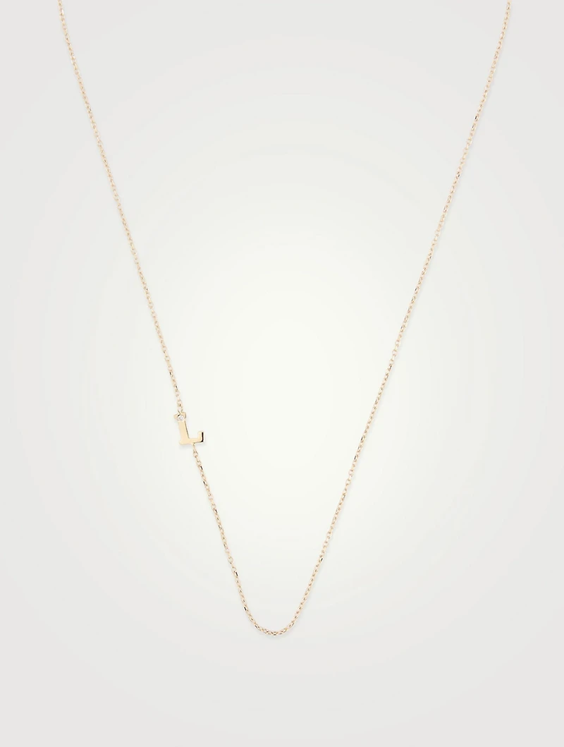 Love Letter 14K Gold L Initial Single Diamond Necklace