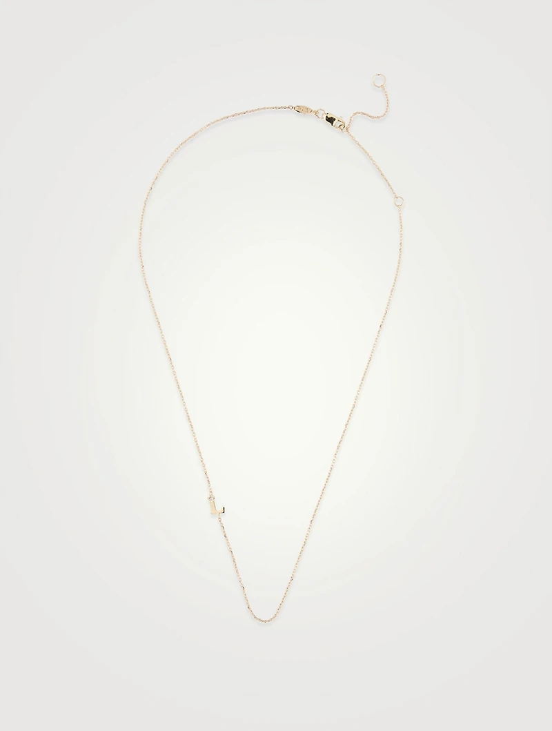Love Letter 14K Gold L Initial Single Diamond Necklace