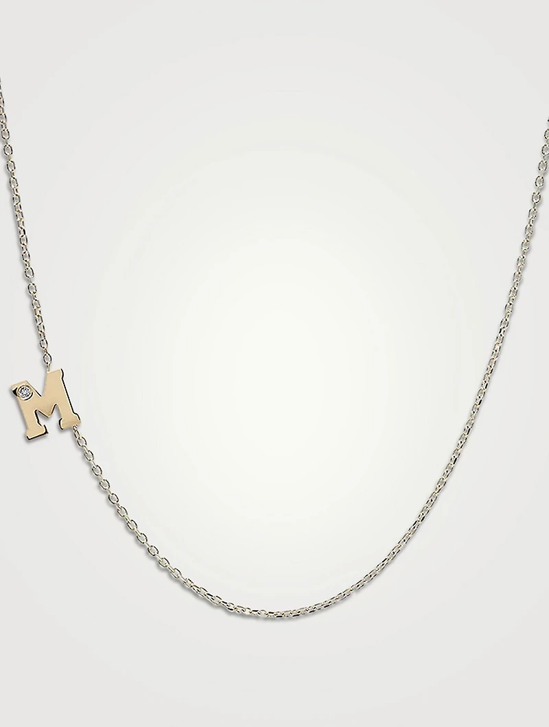 Customizable Love Letter 14K Gold M Necklace With Diamond