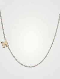 Customizable Love Letter 14K Gold M Necklace With Diamond
