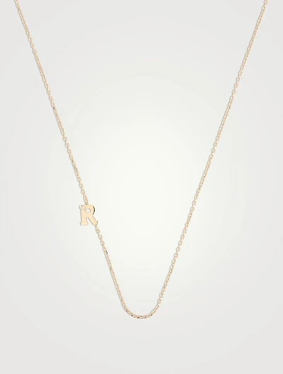 Love Letter 14K Gold R Initial Single Diamond Necklace