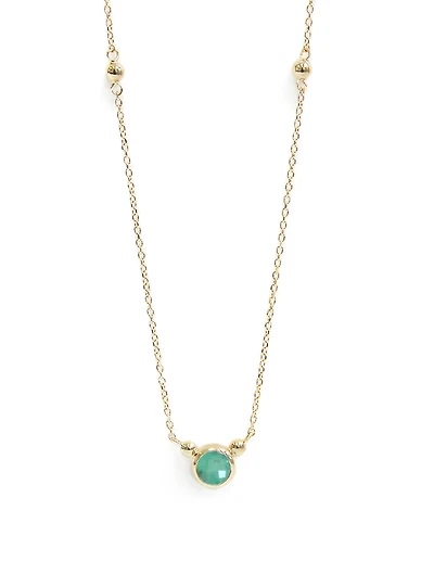 Bonheur 14K Gold Birthstone Necklace With Emerald