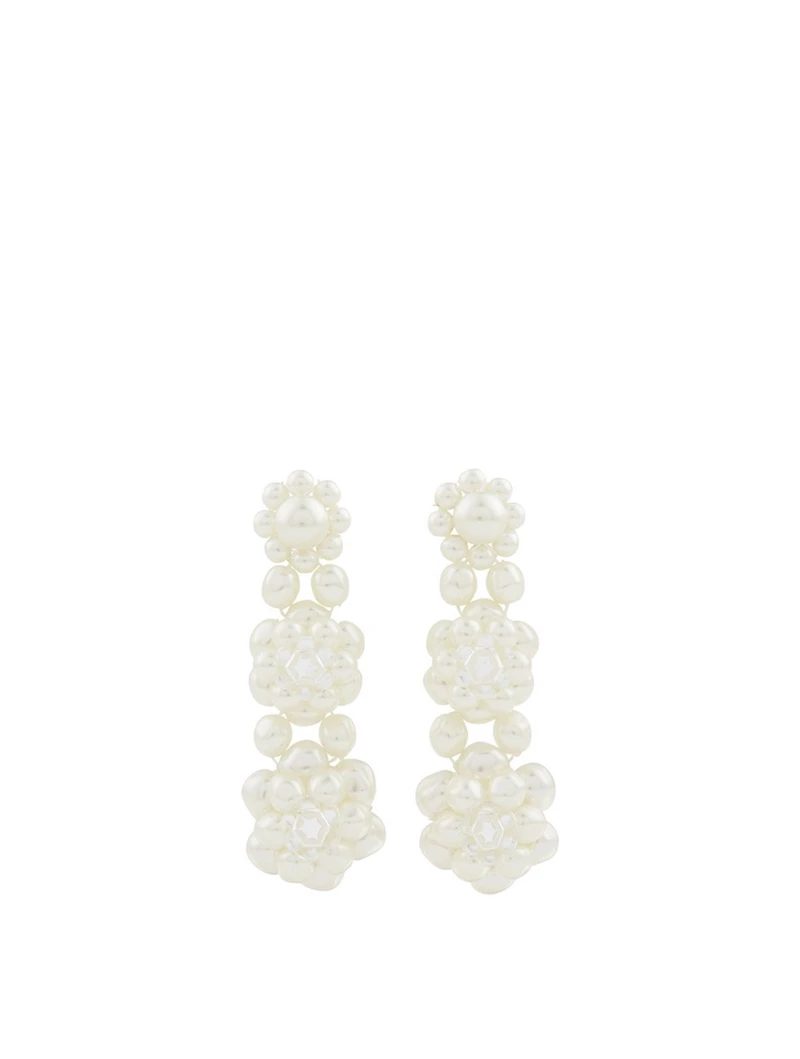 Three-Tier Faux Pearl Earrings
