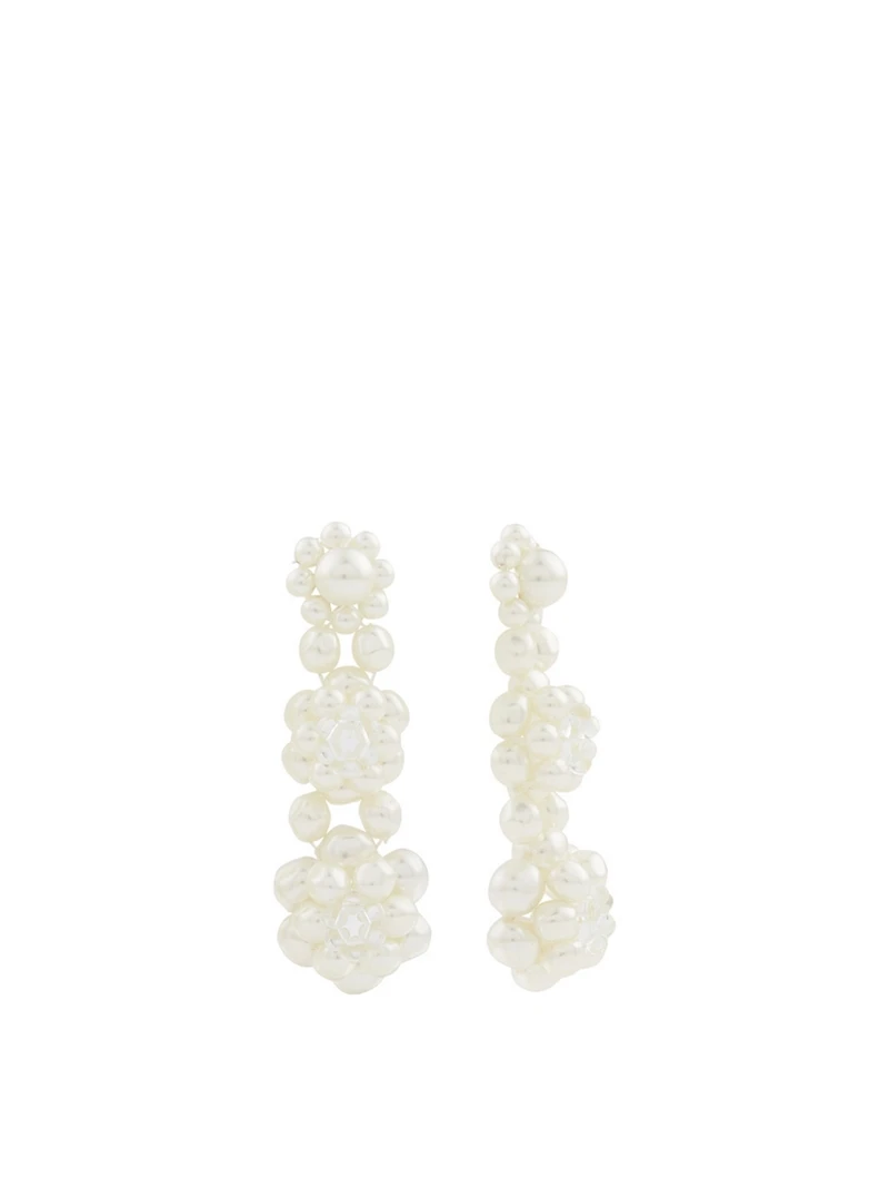 Three-Tier Faux Pearl Earrings