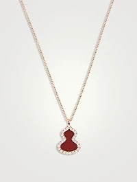 Petite Wulu 18K Rose Gold Red Agate Pendant Necklace With Diamonds