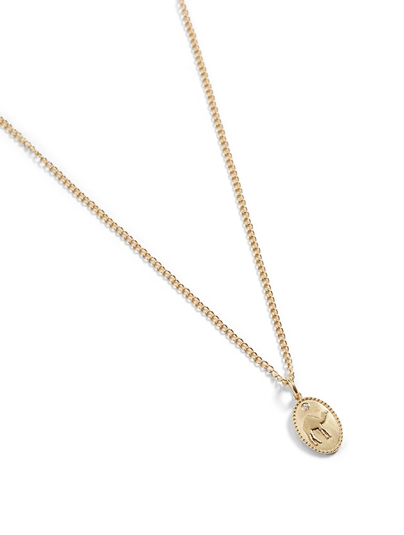 Camel 10K Gold Diamond Pendant Necklace - 24" Chain