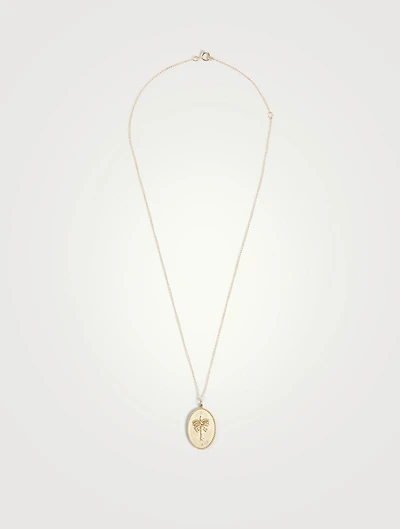 Date Palm  10K Gold Pendant Necklace With Diamonds - 18" Chain