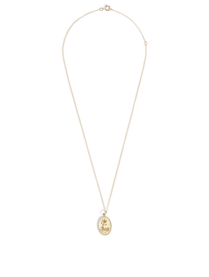 Protea 10K Gold Diamond Pendant Necklace - 18" Chain