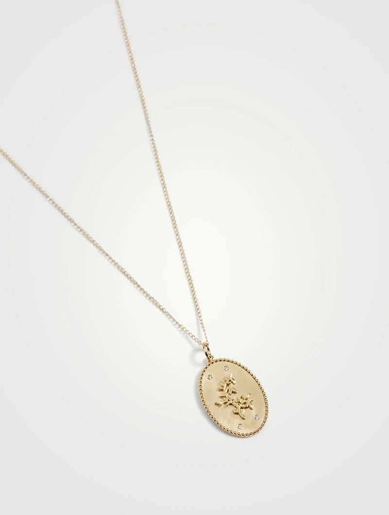 Pomegranate Vine 10K Gold Pendant Necklace