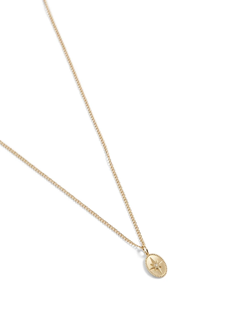 Star 10K Gold Diamond Pendant Necklace - 24" Chain