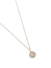 14K Gold Pyramid Evil Eye Medallion Necklace With Diamonds